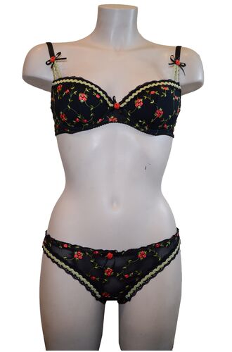 Σετ Σουτιέν Off Limits & Slip - Μαύρο - Σχέδιο - C cup