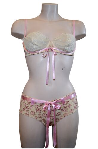 Σετ Σουτιέν Off Limits & Boxer - Μπεζ - Σχέδιο - C cup