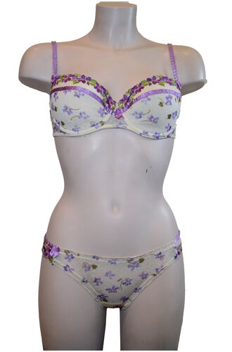 Σετ Σουτιέν Off Limits & String - Λευκό - Floral - B cup