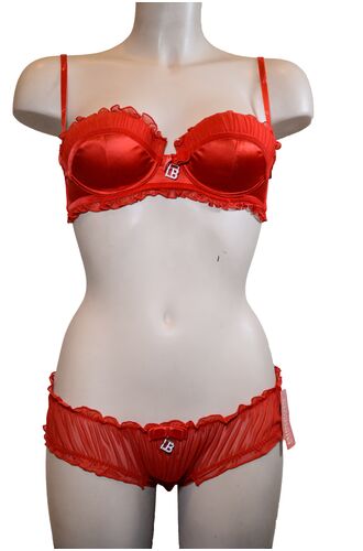 Σετ Σουτιέν Biagiotti & String - Σατέν Κόκκινο - B cup