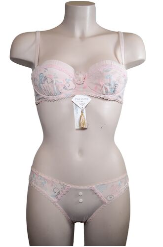 Σετ Σουτιέν Prelude & Brazil - Σατέν ροζ φλοραλ - Δαντέλα - B cup