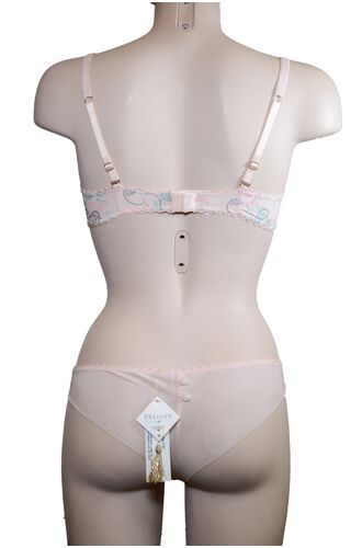 Σετ Σουτιέν Prelude & Brazil - Σατέν ροζ φλοραλ - Δαντέλα - B cup