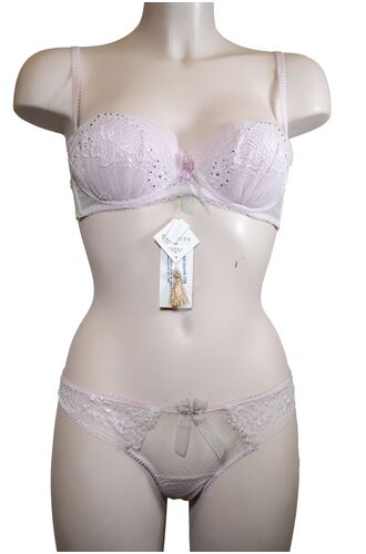 Σετ Σουτιέν Jolidon Balconette & Brazil - Ροζ - Δαντέλα - Padded - C cup