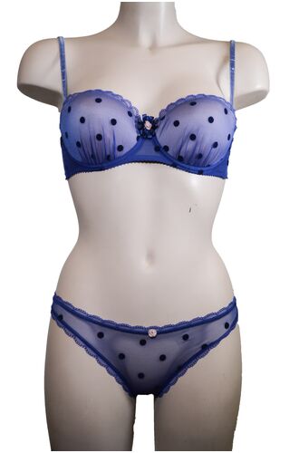 Σετ Σουτιέν Clandestine & Brazil - Μωβ πουά - Δαντέλα - C cup