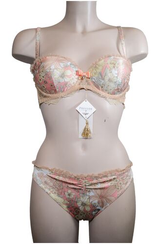 Σετ Σουτιέν Prelude & Σλιπ - Σατέν μπεζ - Δαντέλα - B cup