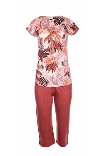 Γυναικεία πυτζάμα Pink Label - Κάπρι - Εμπριμέ μπλούζα