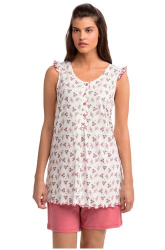 Γυναικεία πυτζάμα  Vamp - Floral αμάνικη - Ροζ σορτσάκι