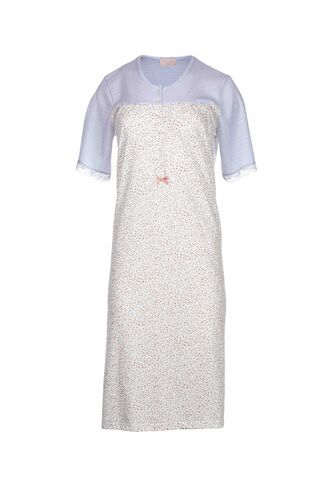 Γυναικείο Νυχτικό Pink Label - Midi φλοράλ - Κοντό μανίκι