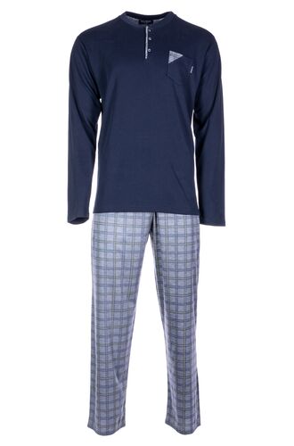 Ανδρική πυτζάμα Pink Label - Μπλε - καρό παντελόνι