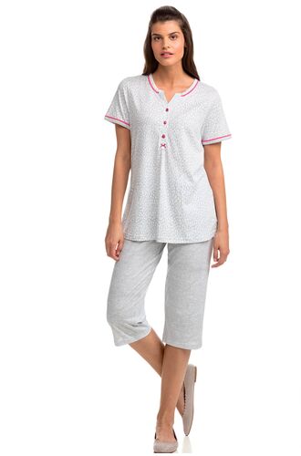 Γυναικεία πυτζάμα  Vamp - Γκρι κοντομάνικη - Κάπρι παντελόνι