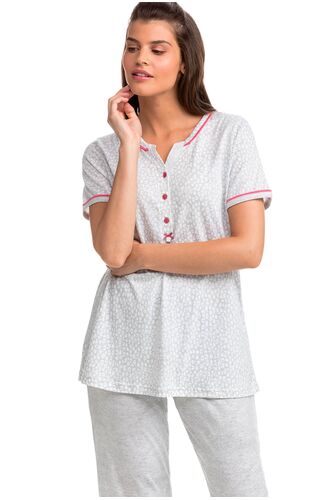 Γυναικεία πυτζάμα  Vamp - Γκρι κοντομάνικη - Κάπρι παντελόνι