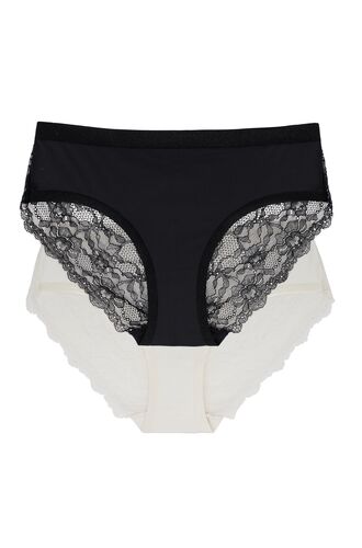 Γυναικείο Hipster Slip Dorina Crystal - Φλοράλ δαντέλα - Set 2 Pack