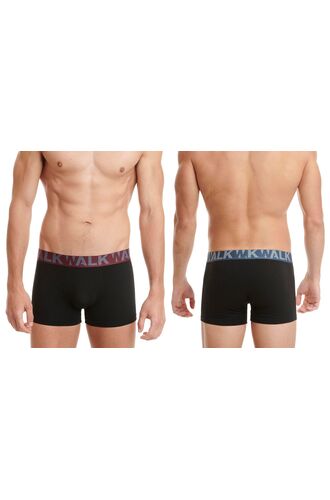 Ανδρικό boxer Walk - Μαύρο βαμβακερό - Ανάγλυφο logo - 2 pack