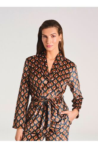 Γυναικεία πυτζάμα Lida - Εμπριμέ - Σεμιζιέ με ζώνη