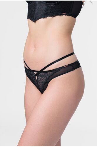 Γυναικείο Brazilian Slip Dorina ESME - Μαύρο - Διαφάνεια και δαντέλα