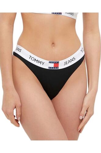 Γυναικείο String Tommy Hilfiger - Βαμβακερό - Μαύρο