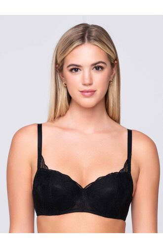 Σουτιέν Balconette Luna Pearl - Μαύρο - Μεγάλο στήθος - Cup D