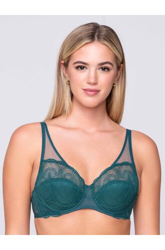 Σουτιέν Balconette Luna Pearl - Πράσινο - see-thrοugh λεπτομέρεια - Μεγάλο στήθος - Cup D