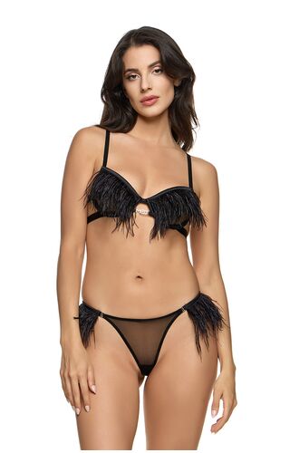 Σουτιέν MED FIONA - Μαύρο με φτερά - Χωρίς ενίσχυση - Cup B