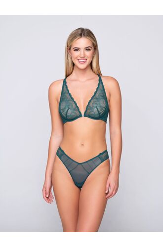 String slip Luna  - Ζακάρ Πράσινη Δαντέλα - Sexy διαφάνεια