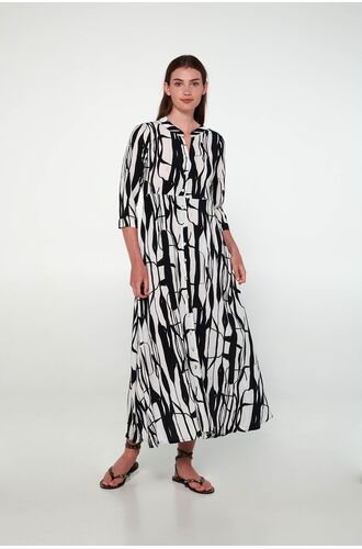 Γυναικείο Beachwear Vamp - Ασπρόμαυρο print - Maxi σεμιζιέ φόρεμα
