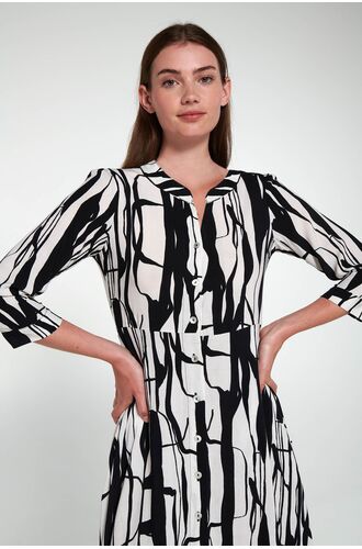 Γυναικείο Beachwear Vamp - Ασπρόμαυρο print - Maxi σεμιζιέ φόρεμα