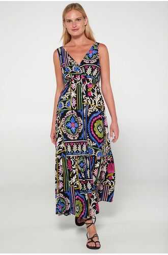 Γυναικείο Beachwear Vamp - Μαύρο εμπριμέ - Maxi Καλοκαιρινό φόρεμαΓυναικείο Beachwear Vamp - Μαύρο εμπριμέ - Maxi Καλοκαιρινό φόρεμα