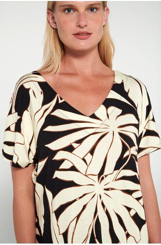 Γυναικείο Beachwear Vamp - Τροπικό print - Maxi φόρεμα - Κοντομάνικο