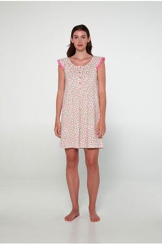 Γυναικείο νυχτικό Vamp - Καλοκαιρινό - Print καρδιές  - Mini - Μεγάλα μεγέθη
