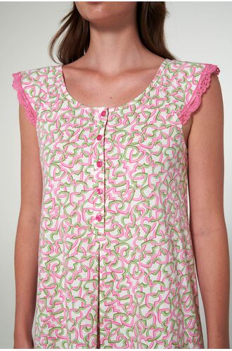 Γυναικείο νυχτικό Vamp - Καλοκαιρινό - Print καρδιές  - Mini - Μεγάλα μεγέθη