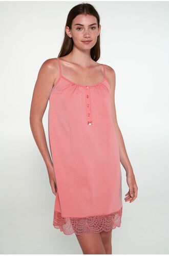 Γυναικείο Νυχτικό Vamp  - Λεπτή τιράντα - Pink Glow - Με κουμπιάΓυναικείο Νυχτικό Vamp  - Λεπτή τιράντα - Pink Glow - Με κουμπιά