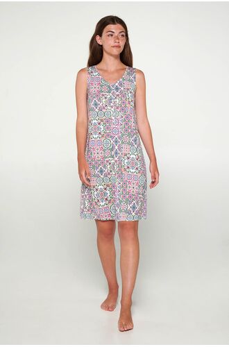 Γυναικείο νυχτικό Vamp - Midi - Εμπριμέ με τιράντα - Μεγάλα μεγέθη