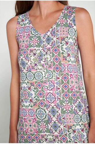 Γυναικείο νυχτικό Vamp - Midi - Εμπριμέ με τιράντα - Μεγάλα μεγέθη