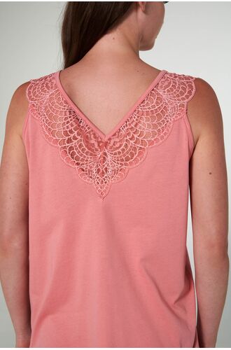 Γυναικείο νυχτικό Vamp - Midi - Pink Glow με τιράντα - Μεγάλα μεγέθη