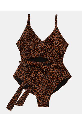 Γυναικείο Plus Size μαγιό ολόσωμο Rock Club - Leo print - Κρουαζέ