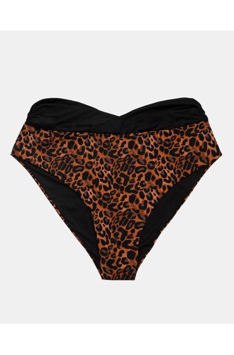 Μαγιό slip Plus Size Rock Club - Ψηλόμεσο - Μπικίνι κρουαζέ - Leo Print