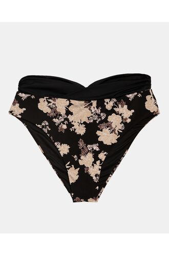 Μαγιό slip Plus Size Rock Club - Ψηλόμεσο - Μπικίνι κρουαζέ - Peony Print