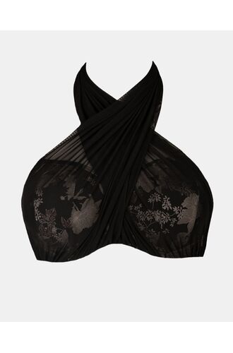 Μαγιό top Strapless Rock Club - Peony print - Bikini Πολυμορφικό- Plus Size - Cup E F