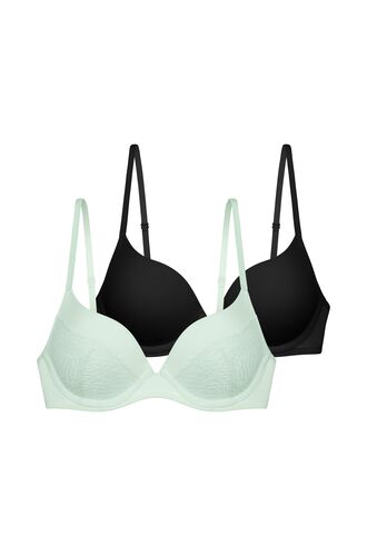Σουτιέν Push Up Dorina AMORA - Μέντα δαντέλα & Μαύρο- 1+1 ΔΩΡΟ - Cup B C