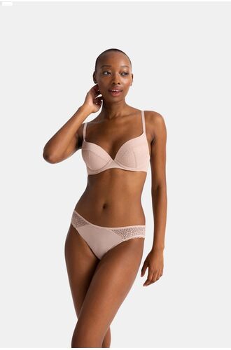 Σουτιέν Push Up Dorina AMORA - Μπεζ δαντέλα & Μωβ - 1+1 ΔΩΡΟ - Cup B C