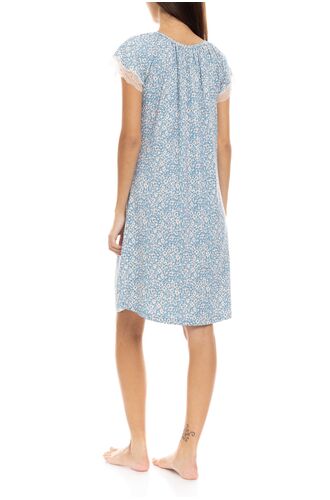 Γυναικείο Νυχτικό Pink Label - Floral Print - Κοντομάνικο - Regular Fit - Viscose