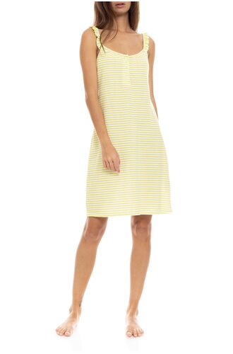 Γυναικείο Νυχτικό Pink Label - Ριγέ - Τιράντα - Regular Fit - Cotton