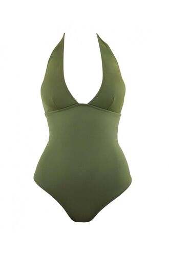 Γυναικείο μαγιό ολόσωμο Rock Club - Χακί - V Neck