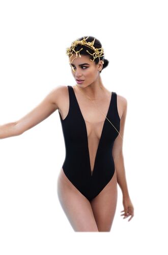 Γυναικείο μαγιό ολόσωμο Rock Club - Μαύρο - Διαφάνεια - Brazil