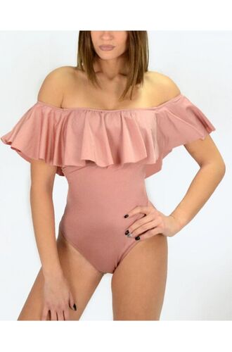 Γυναικείο μαγιό ολόσωμο Rock Club - Strapless Nude - Βολάν