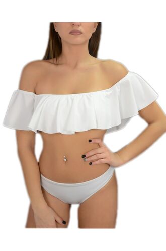 Γυναικείο μαγιό top Rock Club - Strapless Λευκό - Βολάν