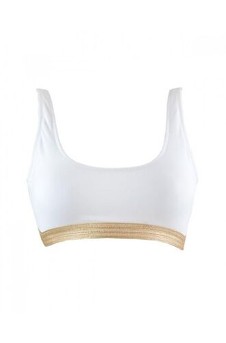 Μαγιό αθλητικό Rock Club - Λευκό μπουστάκι - Χρυσό λάστιχο