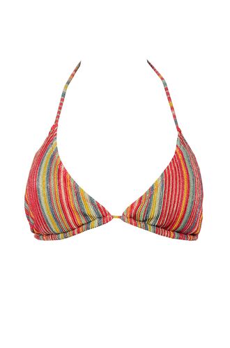 Μαγιό τρίγωνο Rock Club - Κοραλί Ριγέ Lurex - Τοπ Bikini - Cup B/C