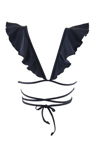 Μαγιό τρίγωνο top Rock Club - Bikini Push Up - Κρουαζέ - Μαύρο