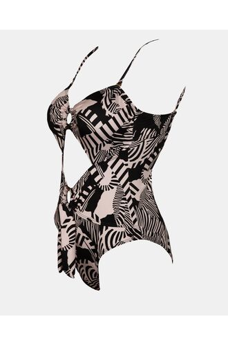 Γυναικείο μαγιό ολόσωμο Strapless Rock Club - Άνοιγμα μπροστά - Macacao print - Regular Fit - LycraΓυναικείο μαγιό ολόσωμο Strapless Rock Club - Άνοιγμα μπροστά - Macacao print - Regular Fit - Lycra